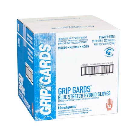 Grip Gards Glove Blue Stretch Medium, PK1000 303363562